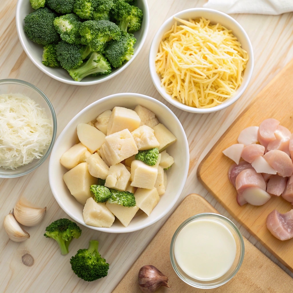 Chicken Broccoli Potato Casserole: A Hearty Favorite for Any Night 6 Raw ingredients for chicken broccoli potato casserole