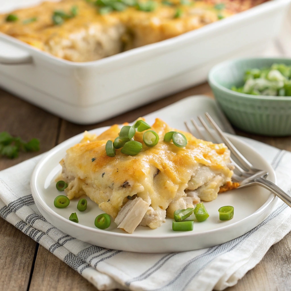 Potato Chicken Ranch Casserole: Easy, Creamy, and Perfect for Any Night 8 served slice of potato chicken ranch casserole