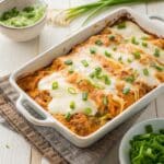 Chicken Enchilada Casserole with White Sauce: Creamy, Cheesy & Easy 5 chicken enchilada casserole with white sauce in dish