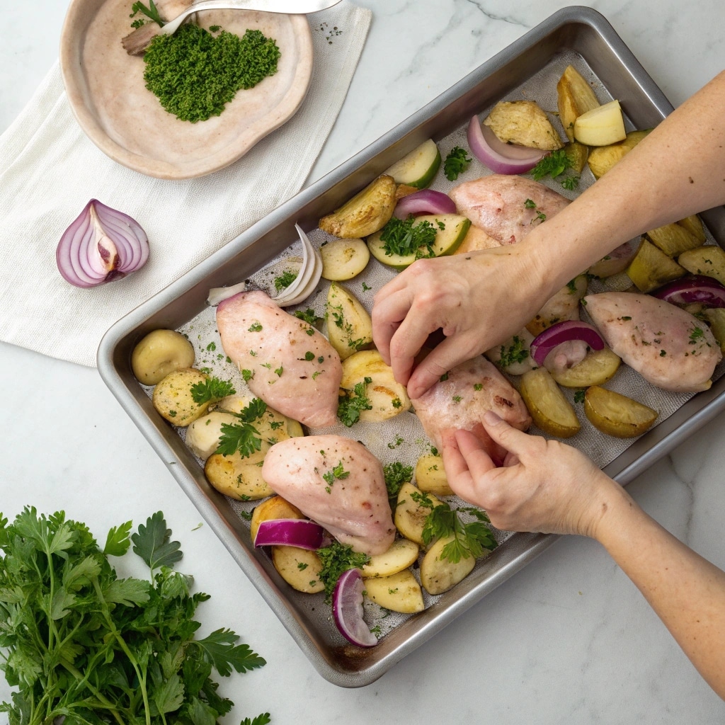 Chicken Shawarma Sheet-Pan Dinner: A Weeknight Hero with Bold Flavor 7 Preparing chicken shawarma sheet-pan dinner