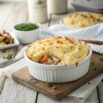 Chicken Shepherds Pie: Easy, Creamy, and Delicious 5 Chicken shepherds pie in a rustic kitchen setting