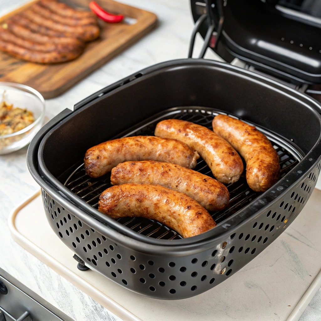 Italian Sausage in Air Fryer – Juicy, Crisp, and Ready in 15 Minutes 9 Crispy cooked Italian sausage in air fryer