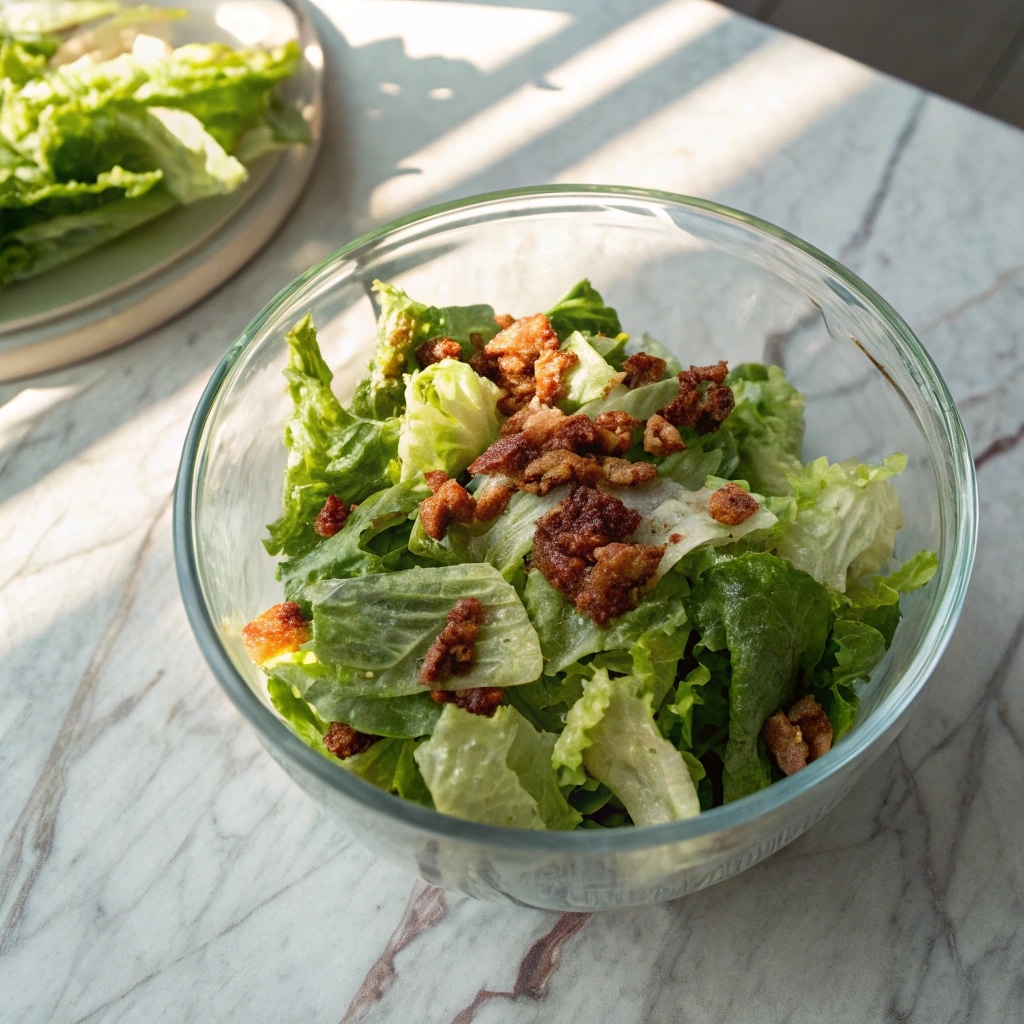 Killed Lettuce Salad in a rustic bowl