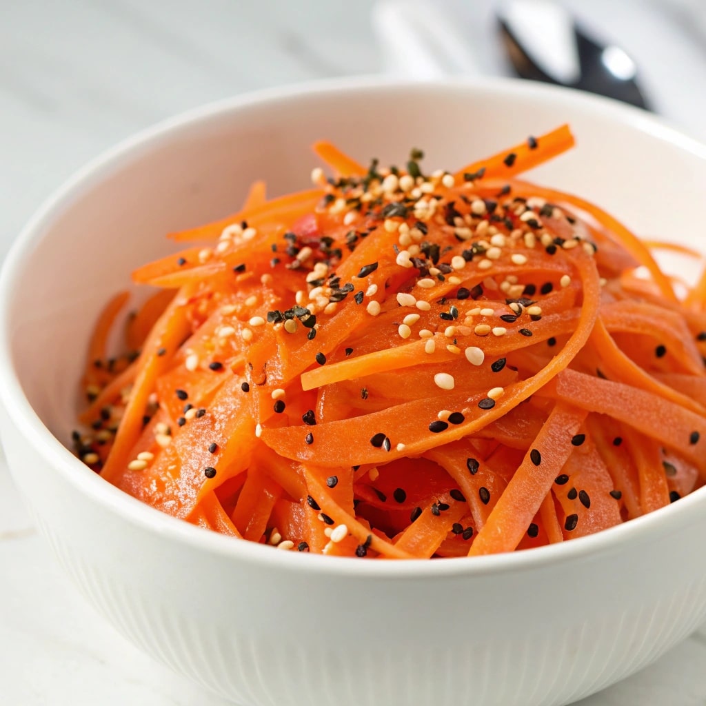 retinol carrot salad served fresh in a white bowl