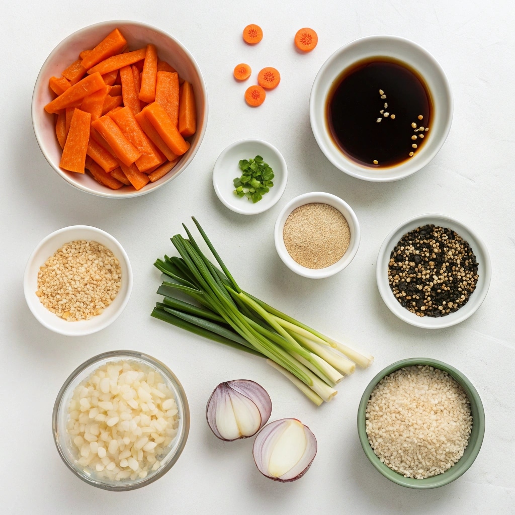 Retinol Carrot Salad Recipe That Loves Your Skin Back 6 ingredients for retinol carrot salad laid out flat