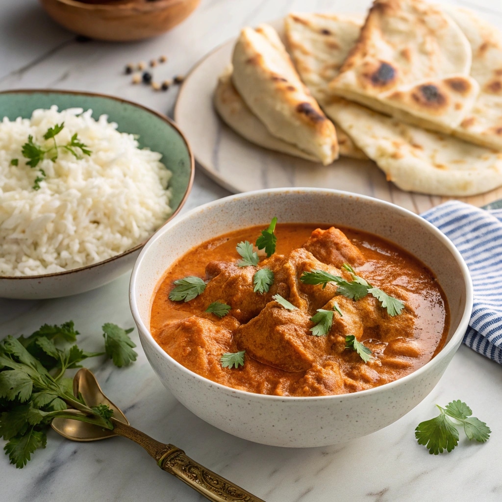 Butter chicken recipe with rice and naan