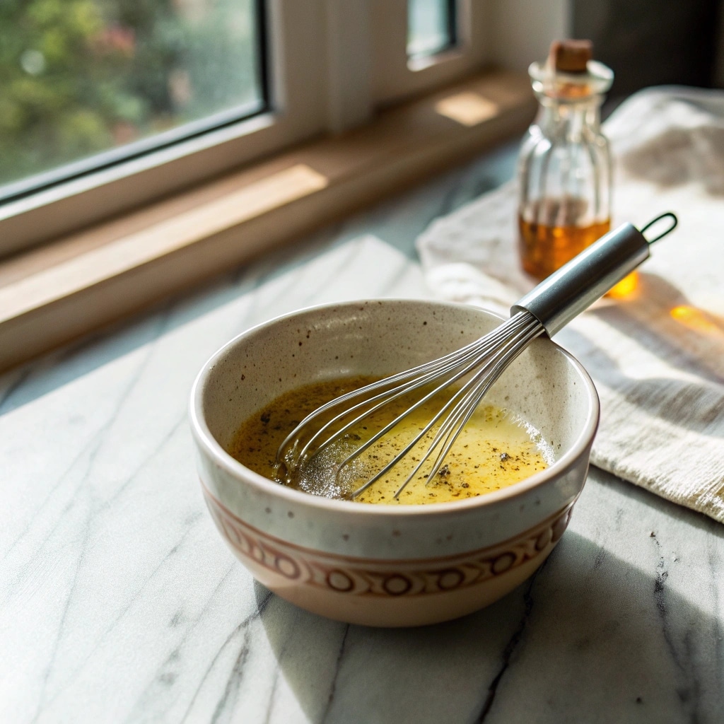 Carrot Ribbon Salad Recipe: A Fresh, Colorful Twist on a Classic Side 9 Making vinaigrette for carrot ribbon salad