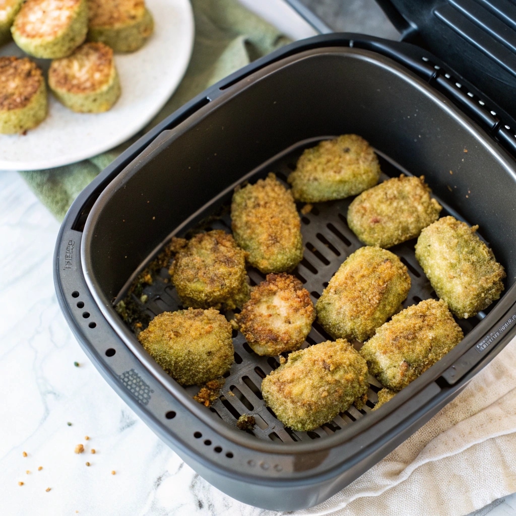 Dill Pickle Bites in Air Fryer That Taste Better Than Fried 11 dill pickle bites air frying in basket