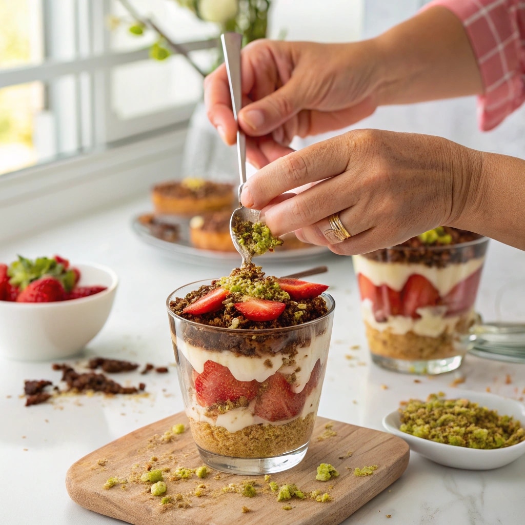 Dubai Chocolate Strawberry: Make This Luxurious Dessert at Home 7 Dipping strawberry in chocolate