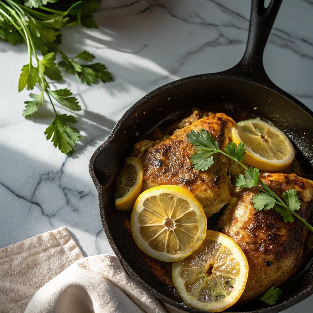lemon chicken recipe in skillet