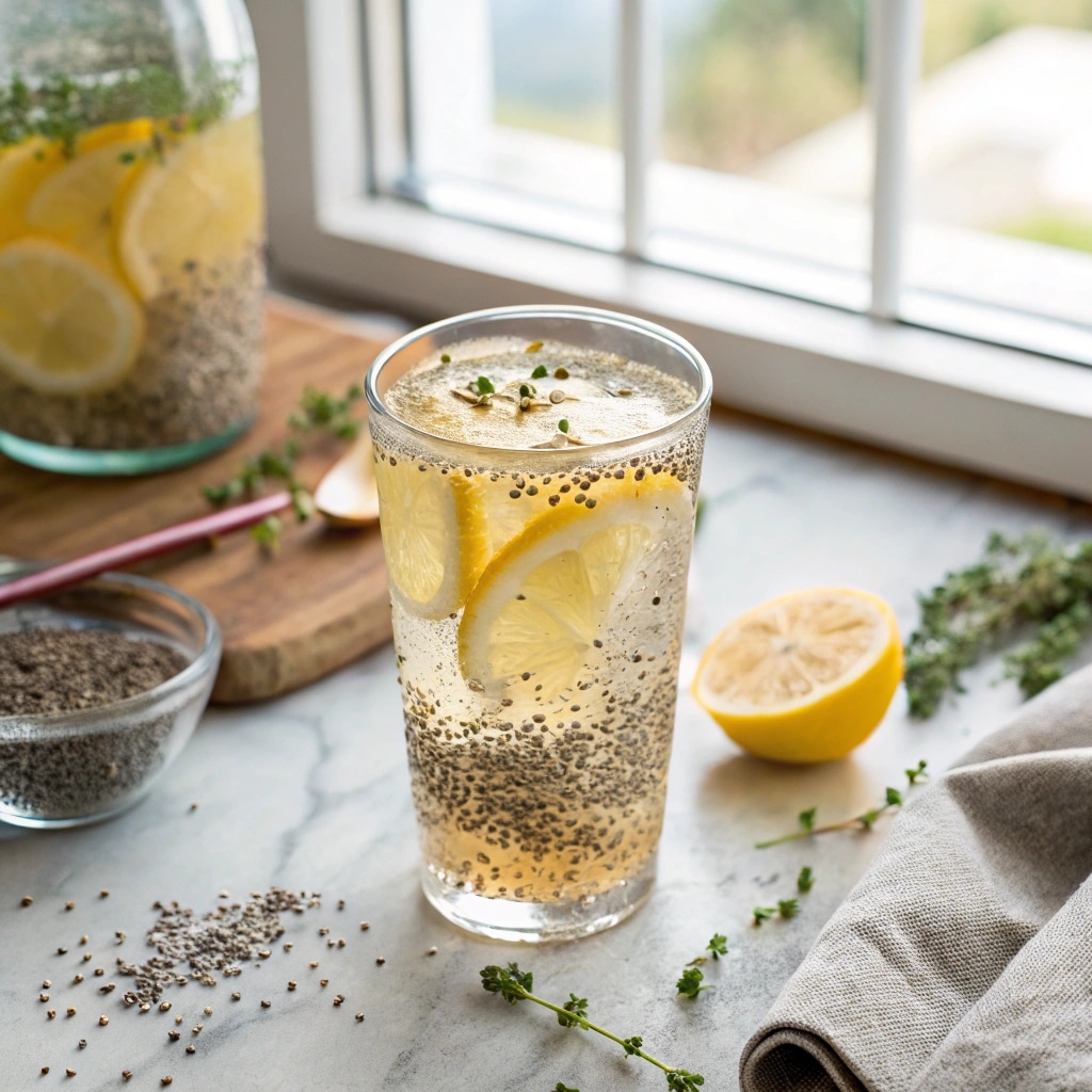 Natural ozempic drink recipe with lemon and chia