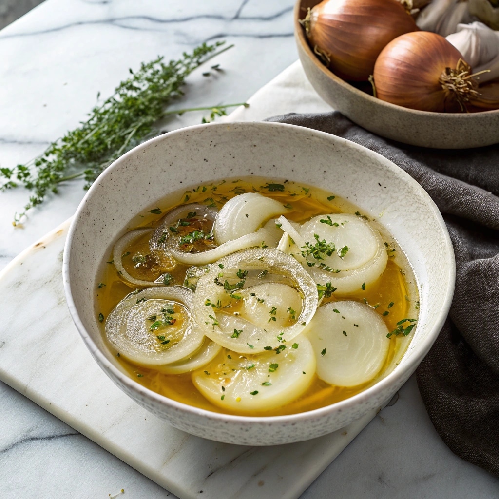 onion boil in a bowl with steaming broth