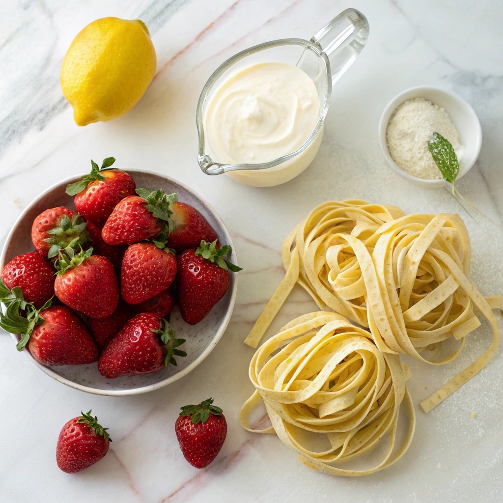 Pasta Strawberry Recipe That Will Change How You See Fruit in Pasta 7 Pasta strawberry recipe ingredients on counter