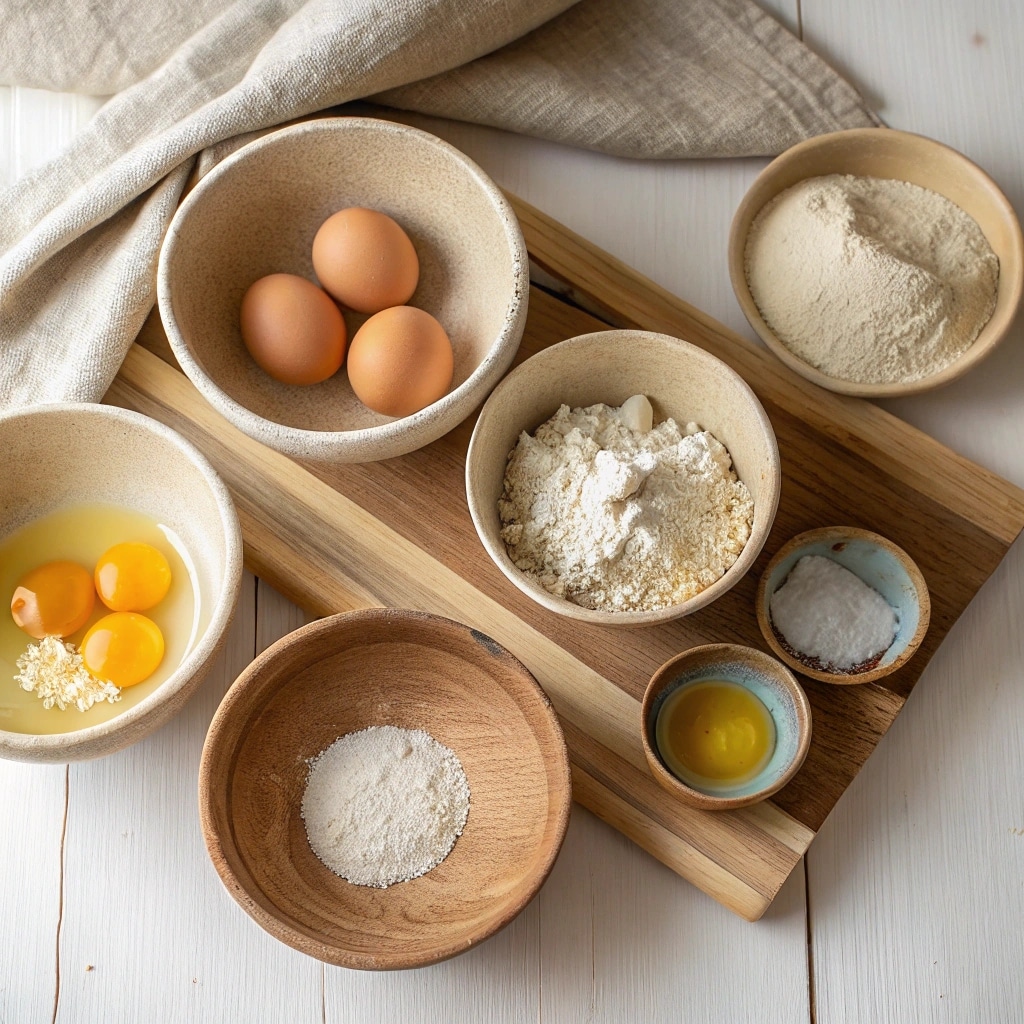Sourdough Pasta Noodles: A Homemade Favorite with a Tangy Twist 6 Ingredients for sourdough pasta noodles laid out neatly