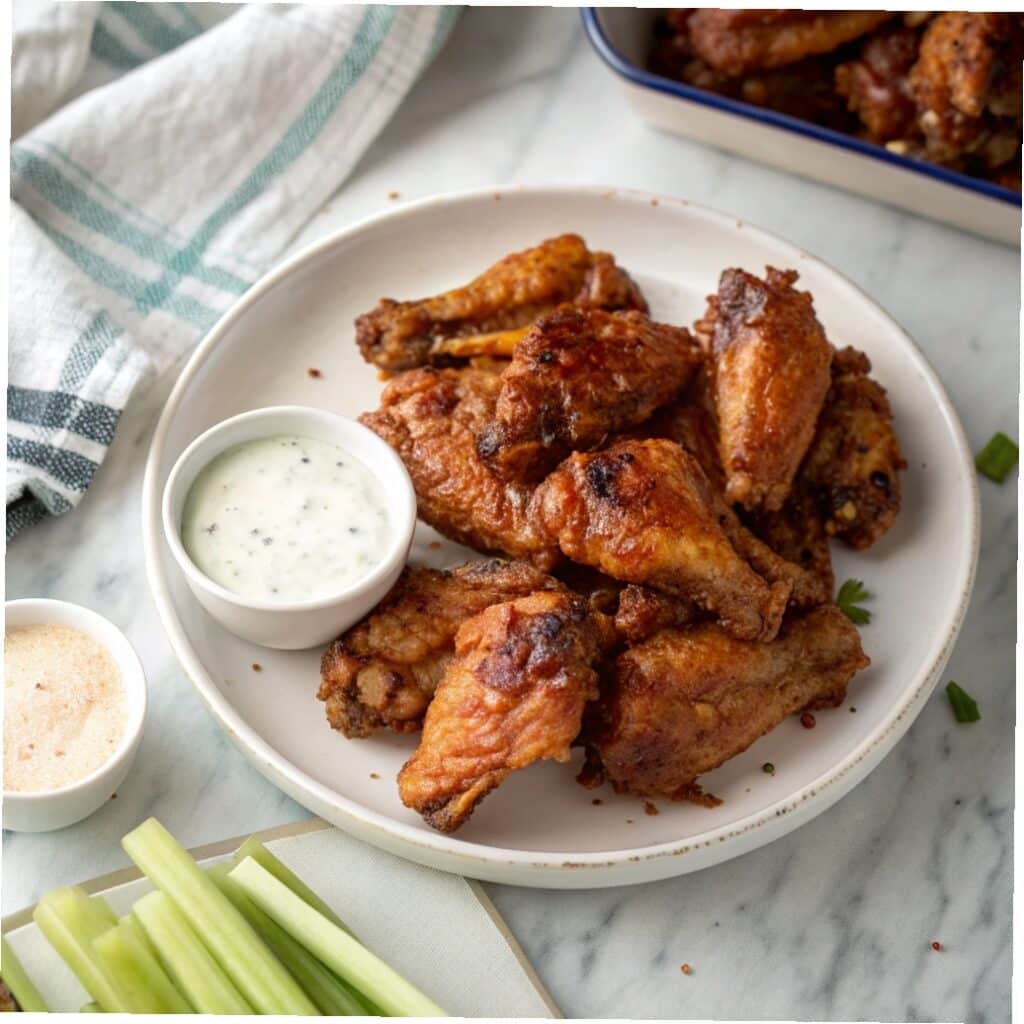 crispy air fryer chicken wings on plate