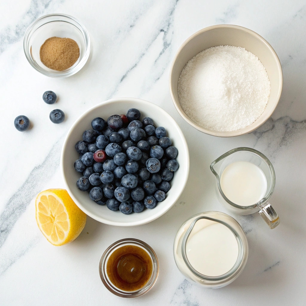 Blueberry Iced Latte Recipe You’ll Crave Every Summer 8 ingredients for blueberry iced latte laid out