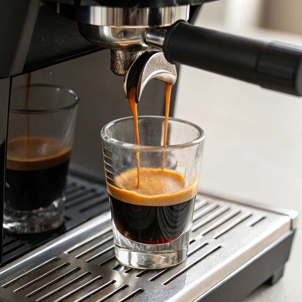 Blueberry Iced Latte Recipe You’ll Crave Every Summer 10 espresso brewing into glass cup