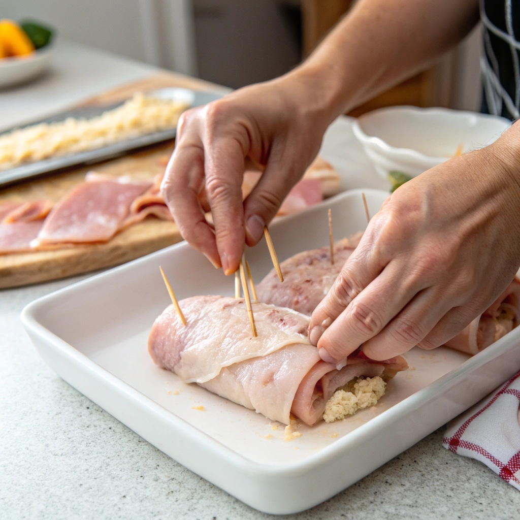 Chicken Cordon Bleu Recipe: Crispy, Cheesy, and Irresistible 8 Rolling chicken cordon bleu with ham and cheese filling