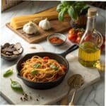 Sizzling Spaghetti That’s Bold, Simple, and Packed with Flavor 5 sizzling spaghetti recipe in skillet