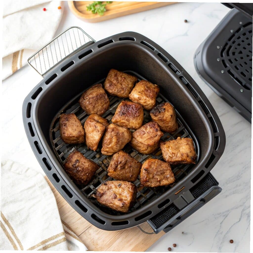 Steak bites in air fryer perfectly crispy and golden