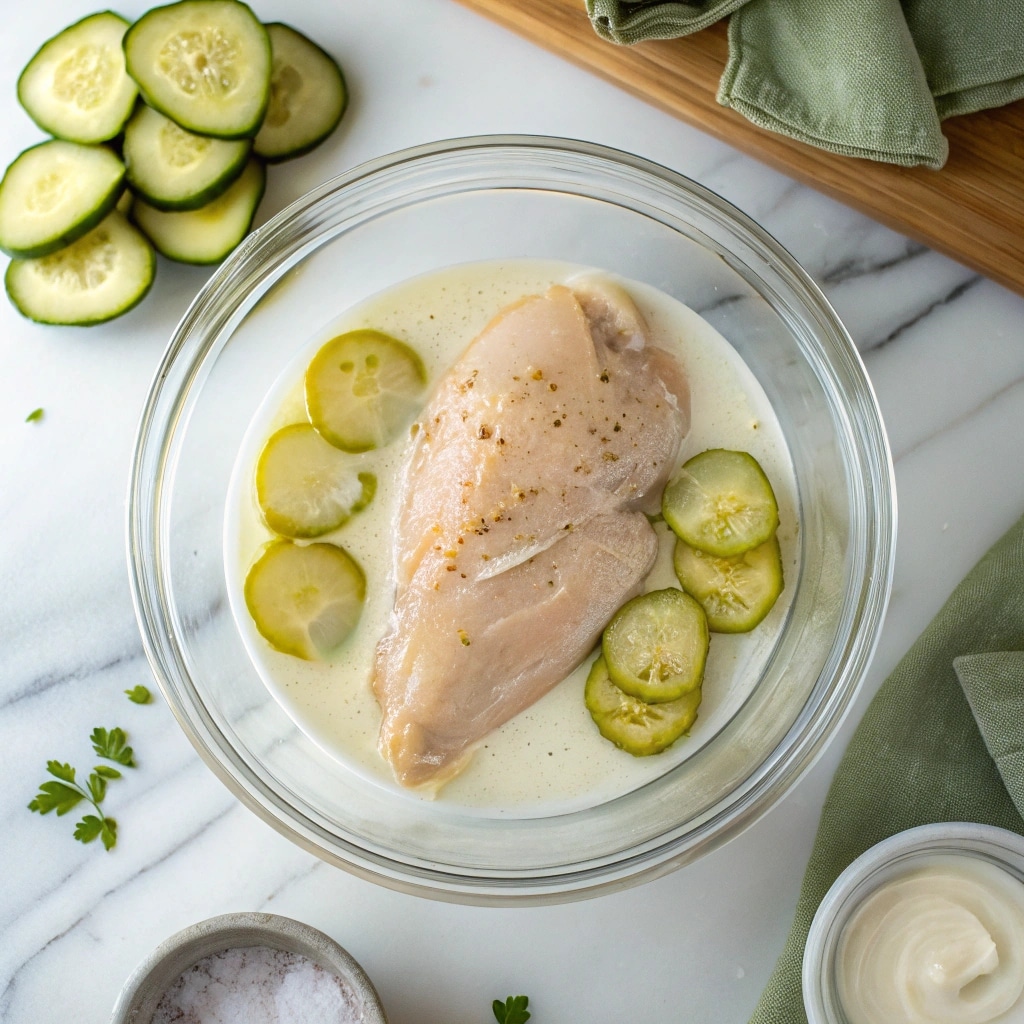 Chick Fil A Spicy Chicken Sandwich: Flavor, Nutrition, and Secrets 8 Chicken breast marinating for Chick Fil A spicy chicken sandwich