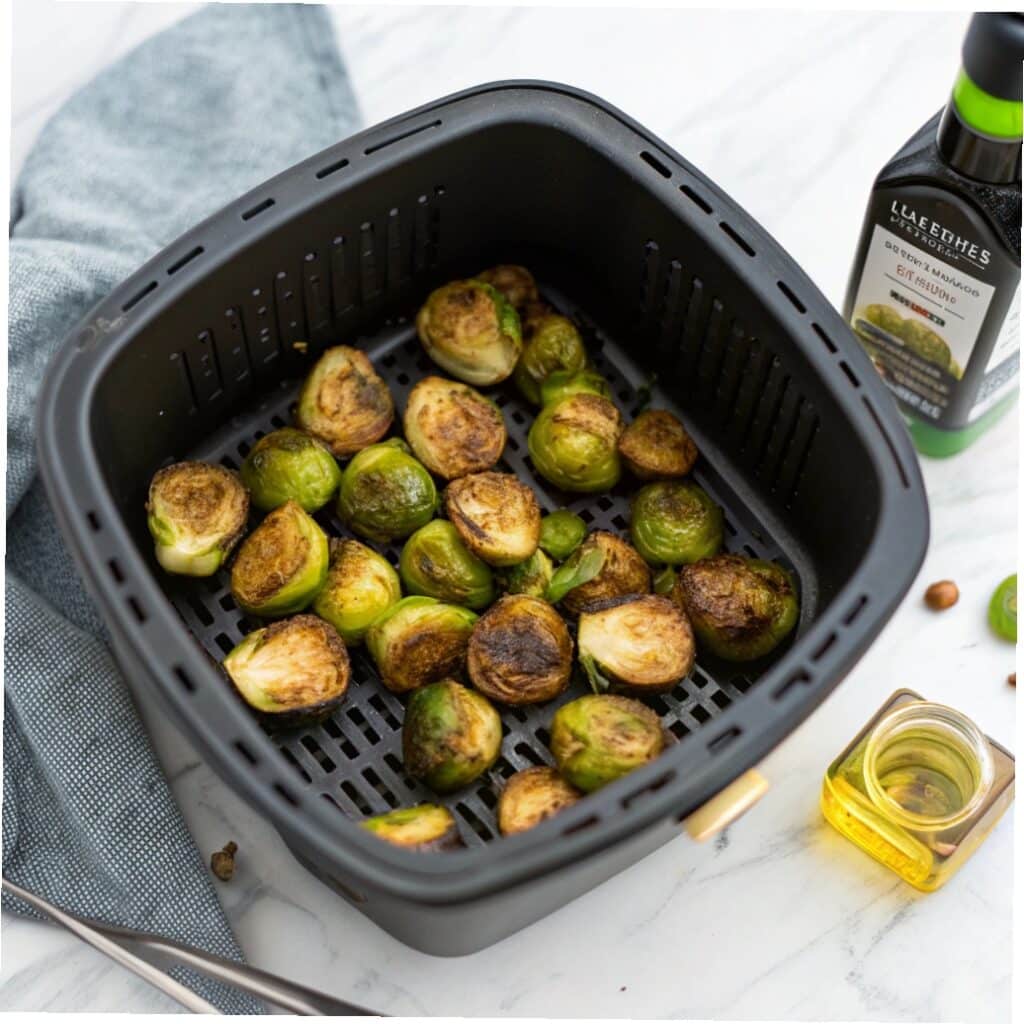 Home 2 Air fryer frozen brussel sprouts in basket