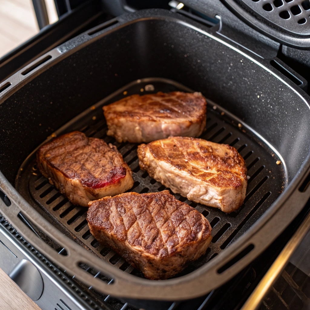 Air Fryer Sirloin Steak That’s Juicy, Fast, and Full of Flavor 9 sirloin steak halfway through air frying