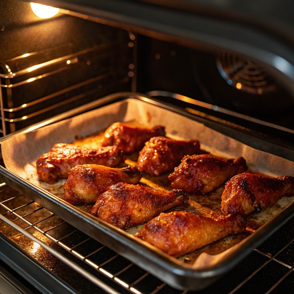 BBQ Chicken Wings in Oven: Crispy, Sticky, and Perfect Every Time 9 BBQ chicken wings baking in oven