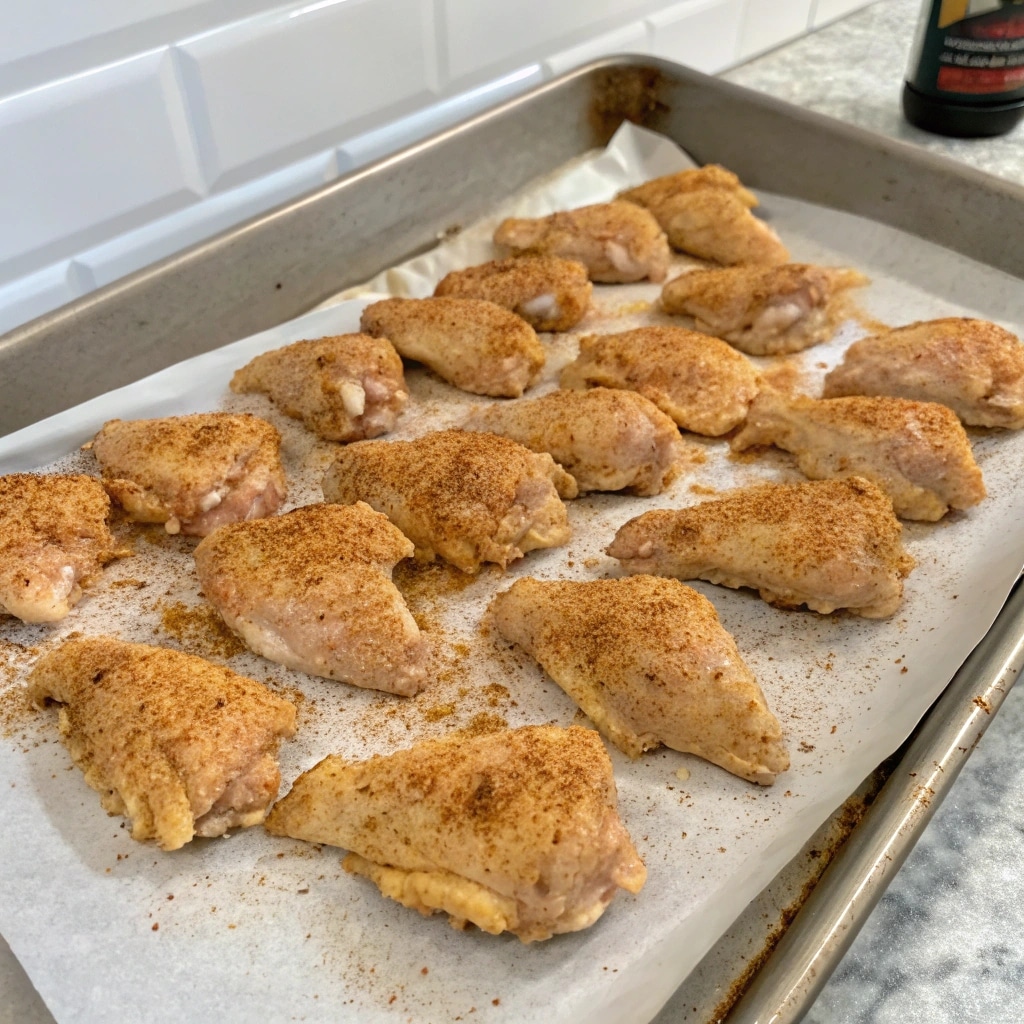BBQ Chicken Wings in Oven: Crispy, Sticky, and Perfect Every Time 8 BBQ chicken wings seasoned and ready for oven