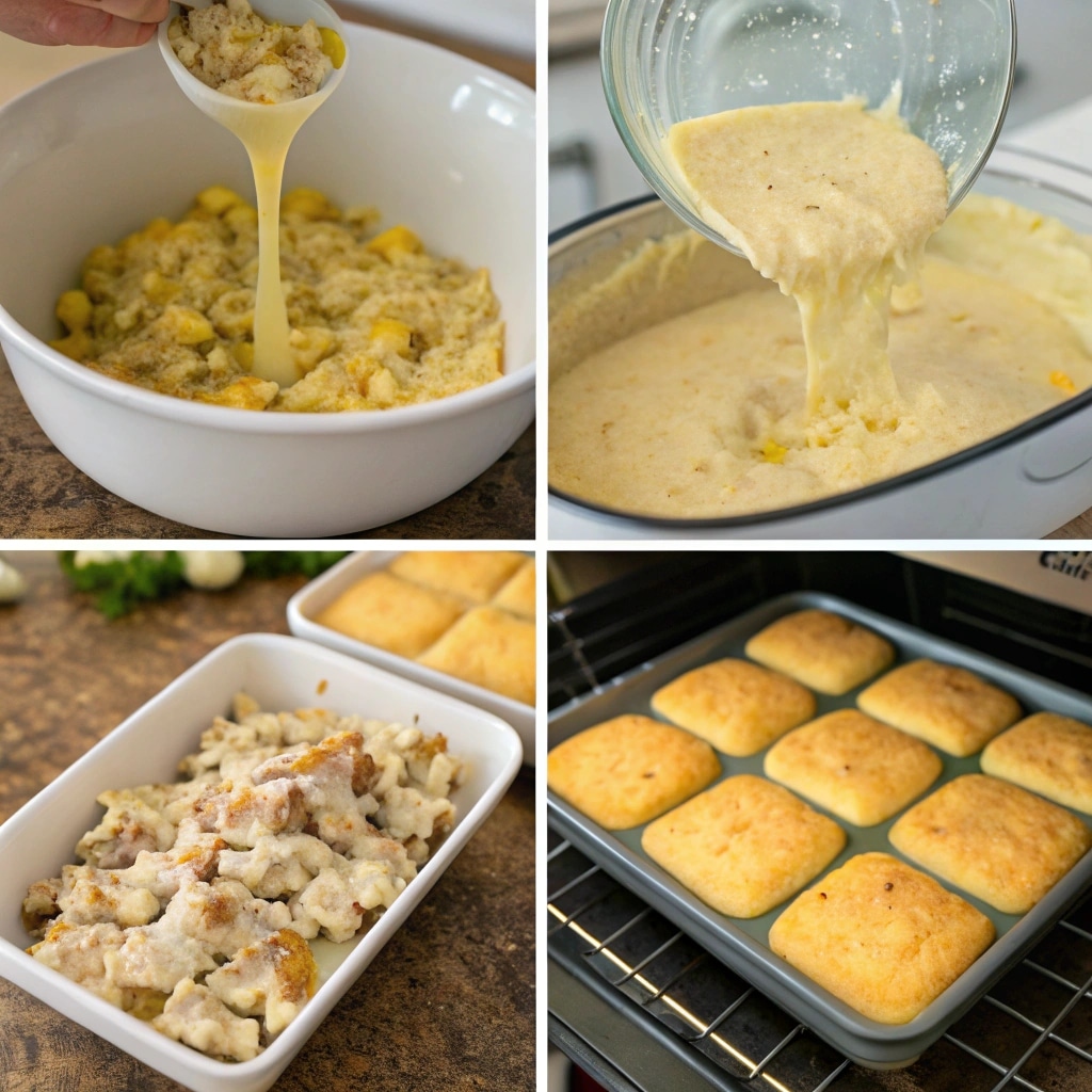 Chicken Cornbread Casserole Recipe: The Ultimate Southern Comfort Dish 7 Step-by-step process of making chicken cornbread casserole