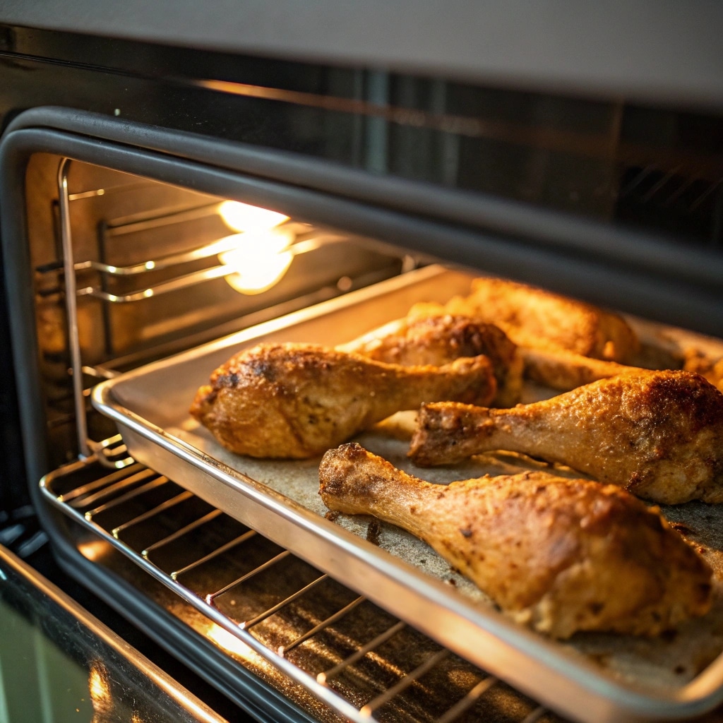 How to Cook Chicken Legs in the Oven (Easy, Juicy & Crispy Every Time) 9 Chicken legs baking in oven until golden and crispy