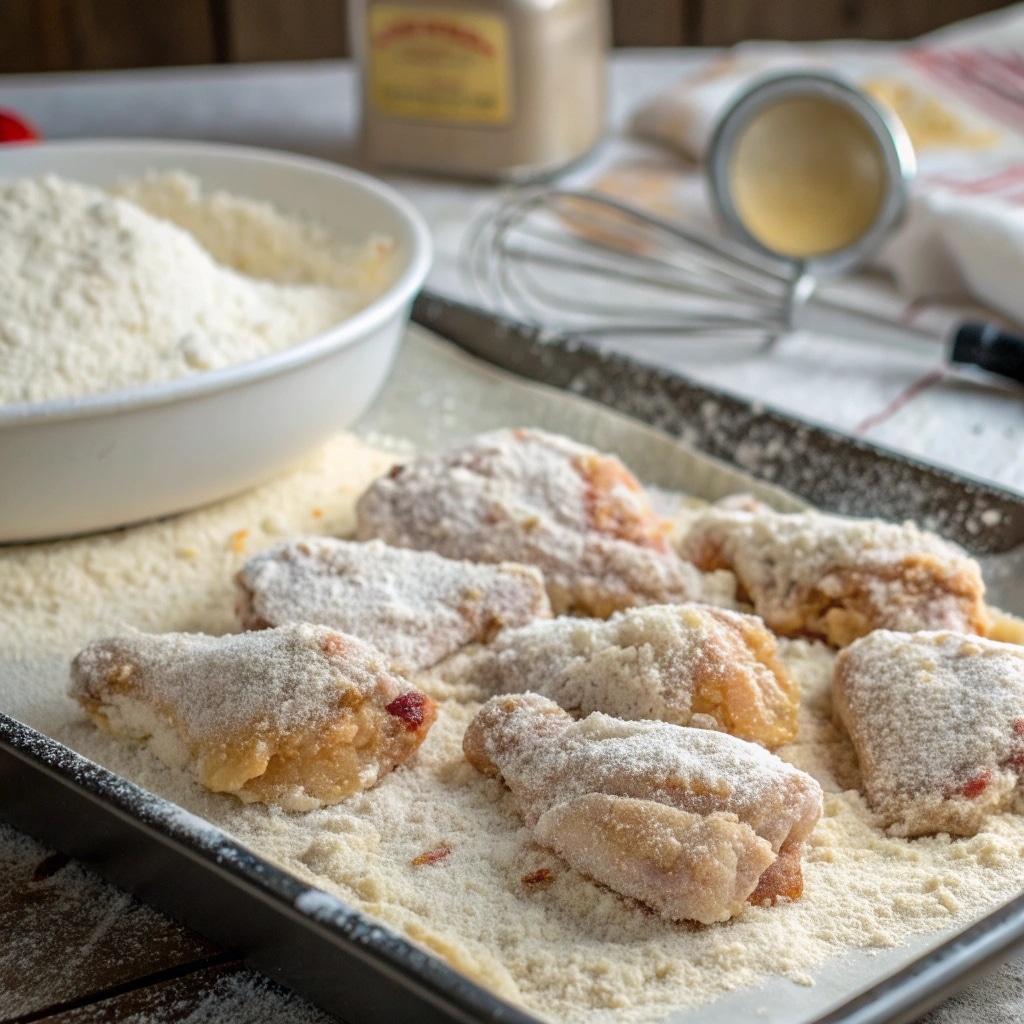 Deep Fried Chicken Wings That Turn Out Crispy Every Time 8 Floured chicken wings ready to fry