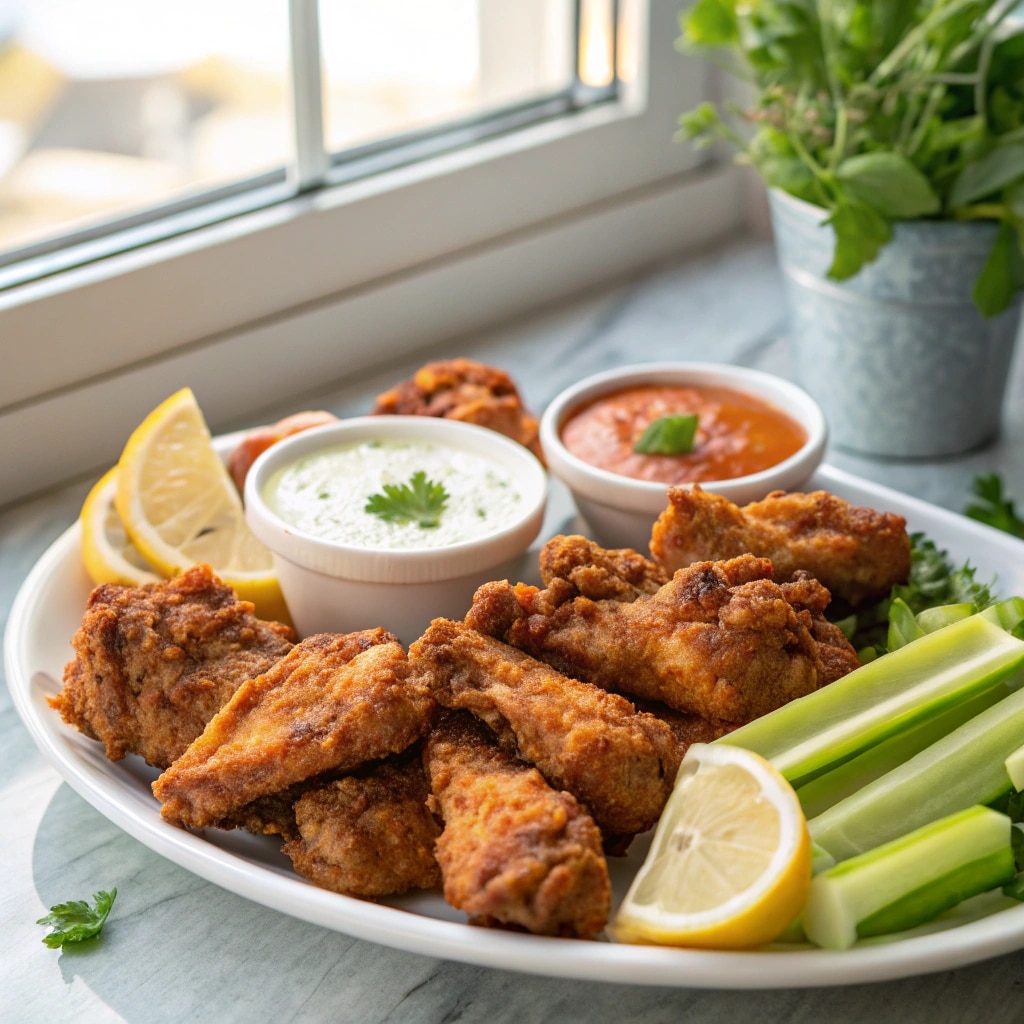 Deep Fried Chicken Wings That Turn Out Crispy Every Time 10 Served deep fried chicken wings with sauces