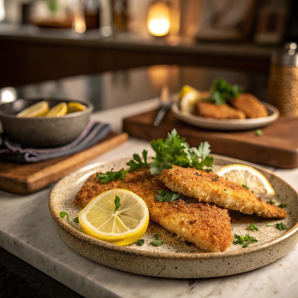 Air fryer tilapia served with vegetables