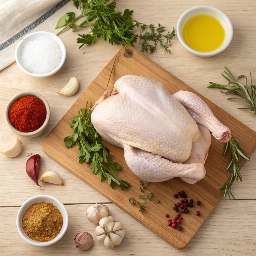 Whole Chicken Air Fryer Recipe That Delivers Crispy Skin and Juicy Meat 6 whole chicken air fryer recipe ingredients
