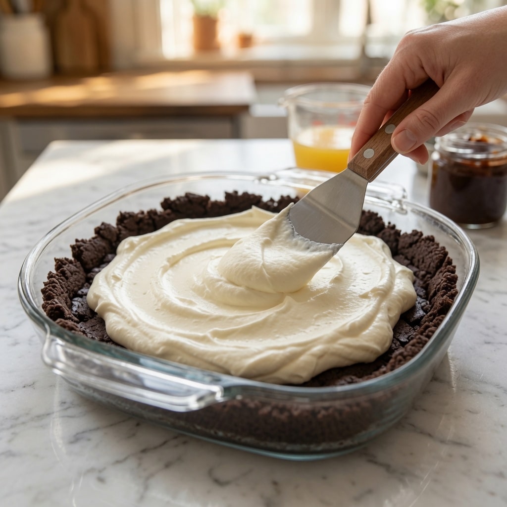 No Bake Turtle Lasagna Dessert: The Best Easy Chocolate Caramel Layered Dessert 7 Preparing No Bake Turtle Lasagna Dessert